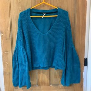 Turquoise Bell Sleeve Sweater